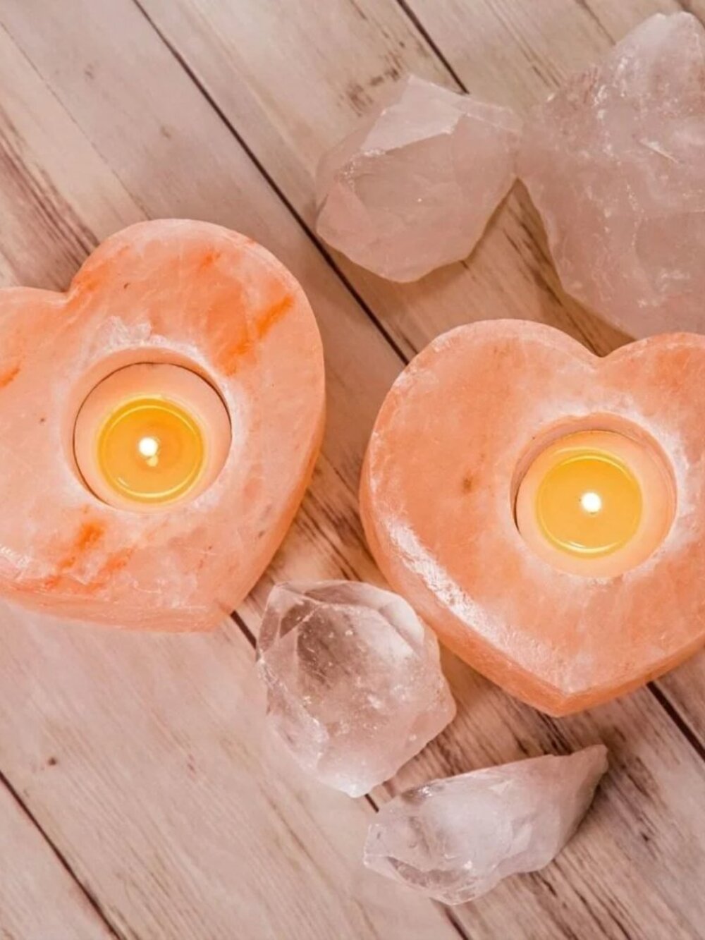 Heart Himalayan Salt Tealight Candle Holders (2 Pack)-NWT